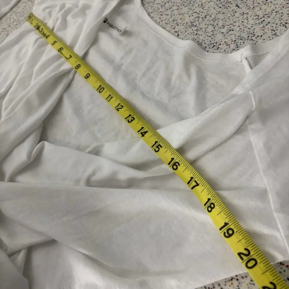 FABLETICS Women’s Cotton Blend Long Sleeve Open Front Cross Shirt White XS Gym